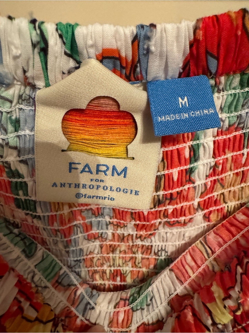 FARM Rio Red, Green & Blue Floral Smocked Mini Skirt - Picture 2 of 3